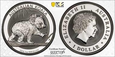 2016-P $1 Koala Ag MS69