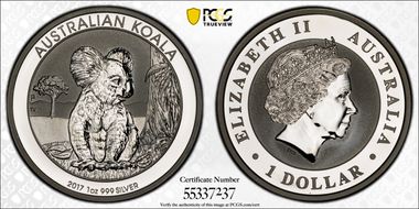 2017-P $1 Koala Ag MS69