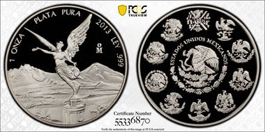 2013-Mo Onza Libertad  Ag PR70DCAM