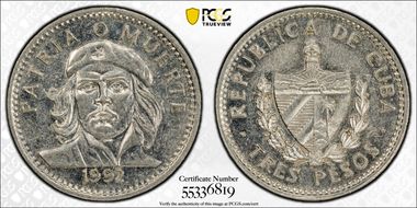1992 3 Peso AU58