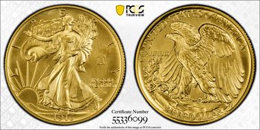 "1916" W (2026) 50C Walking Liberty Au w/ Liberty Bell 250 Privy First Strike SP70
