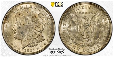 1921 $1 Morgan MS63