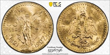 1927 50 Peso KM-481  Au MS65