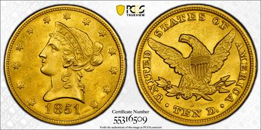 1851-O $10 MS62