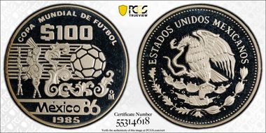 1985-Mo 100 P '86 World Cup - Palenque KM-499a Ag PR68DCAM