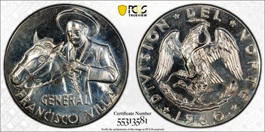 1960 Medal Grove-P-372a Ag General Francisco Villa MS61