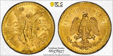 1930 50 Peso KM-481  Au MS64+
