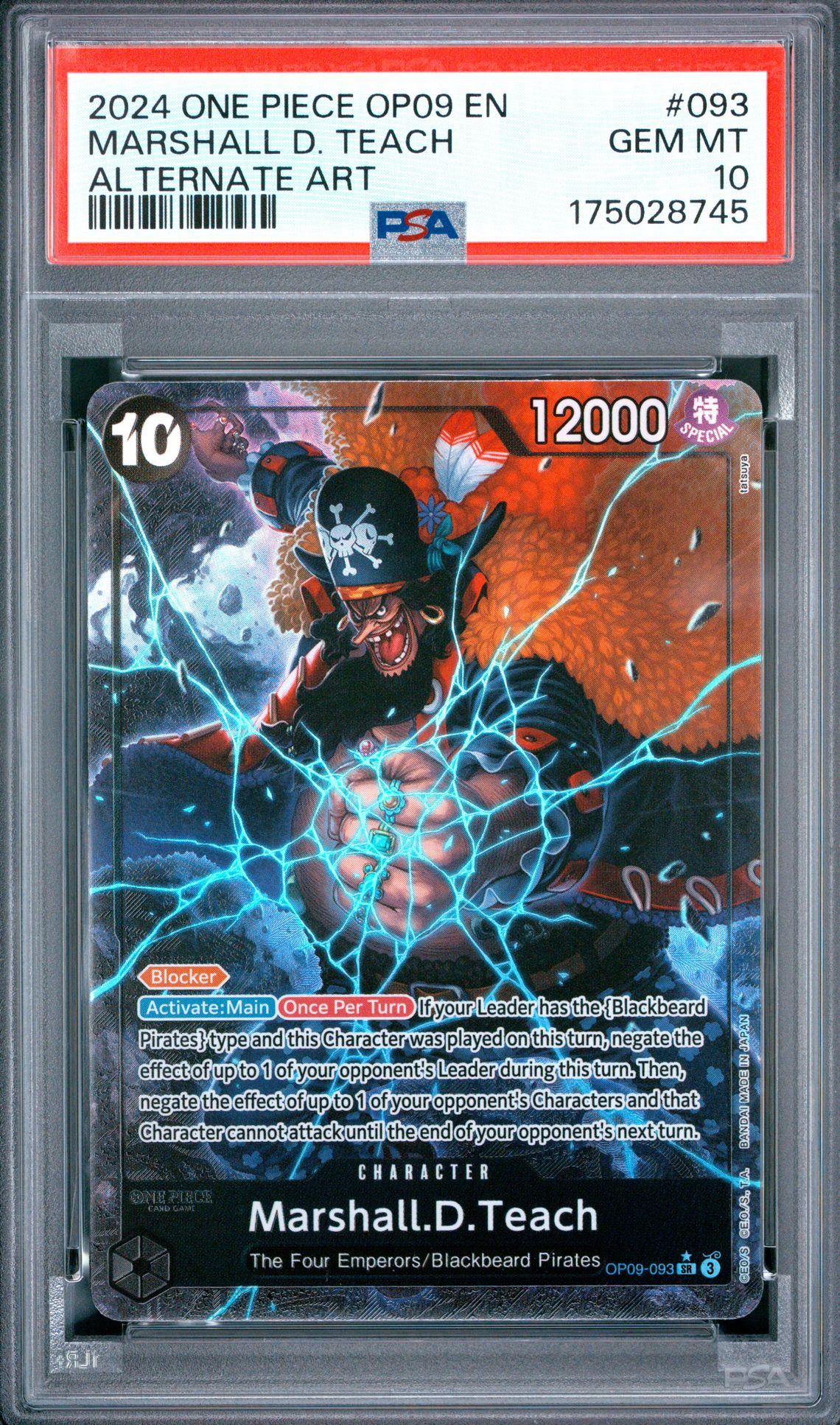 2024 One Piece Op09-Emperors In The New World Marshall D. Teach #093 (Alternate Art) Gem Mt 10 front