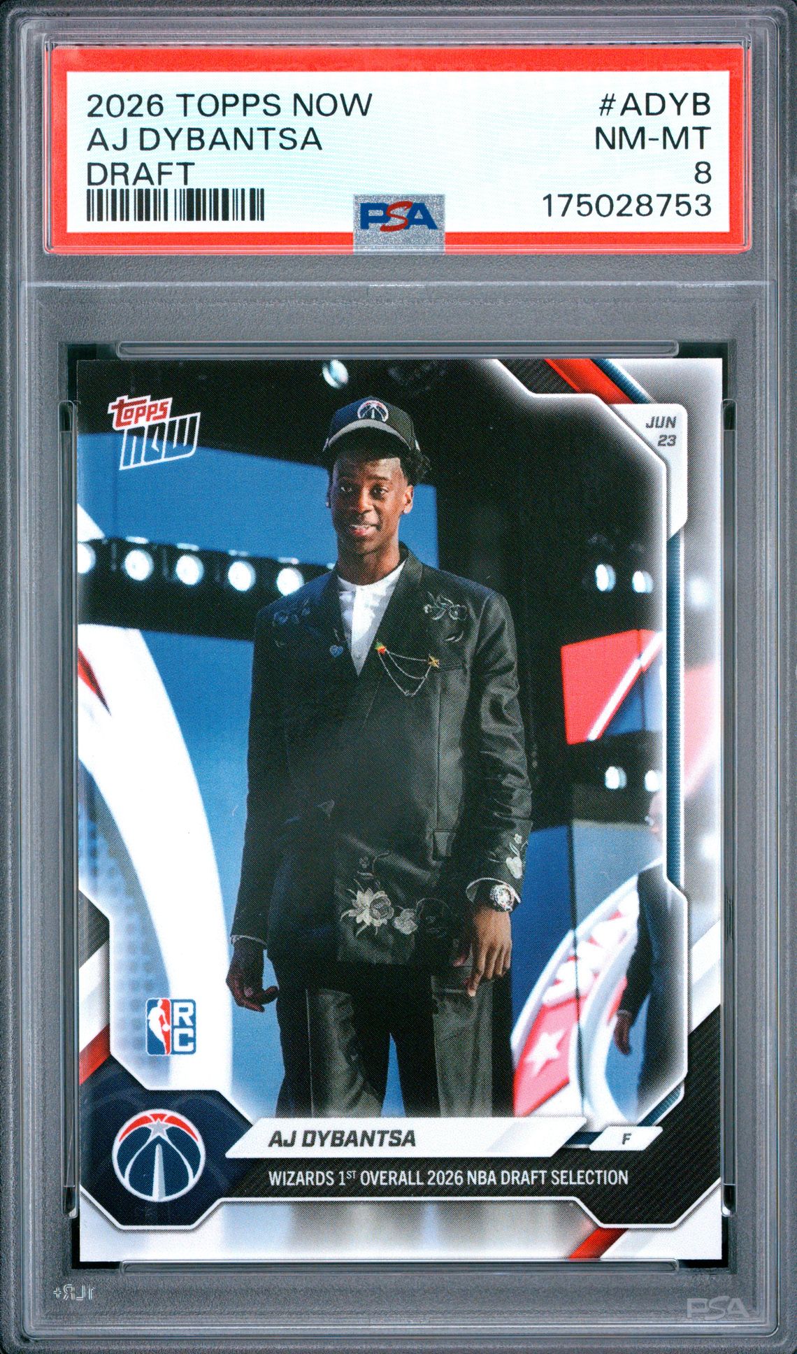 2026 Topps Now Draft Aj Dybantsa #Adyb Nm-Mt 8 front