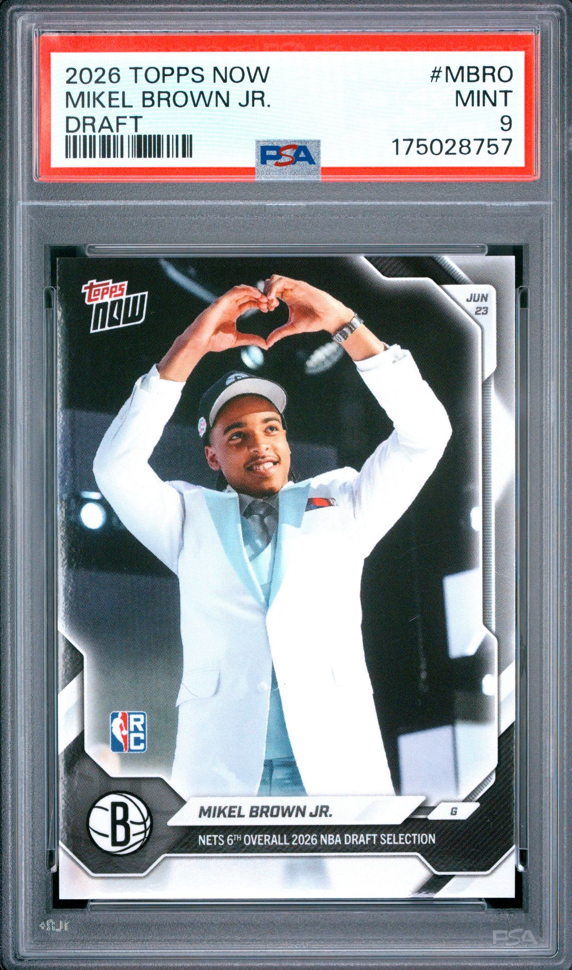 2026 Topps Now Draft Mikel Brown Jr. #Mbro Mint 9 front