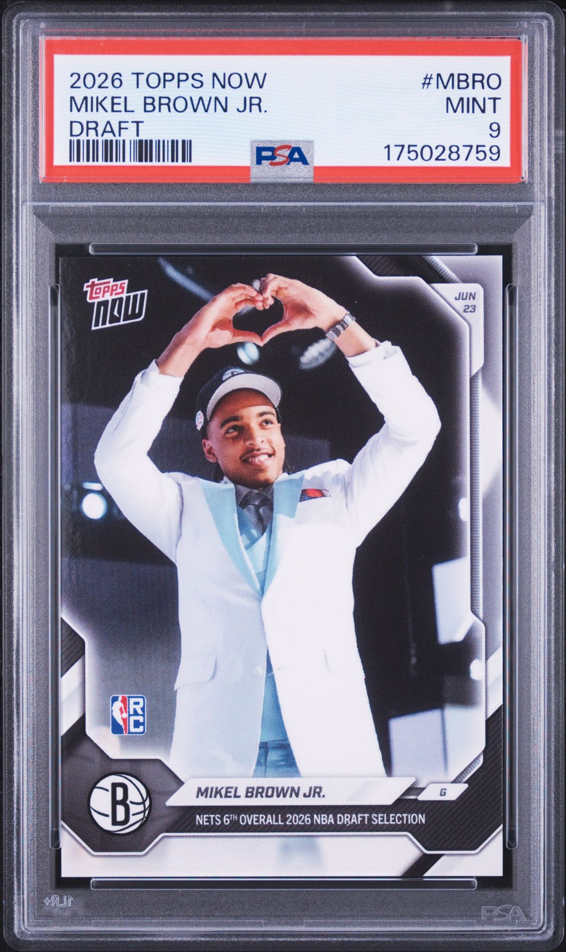 2026 Topps Now Draft Mikel Brown Jr. #Mbro Mint 9 front