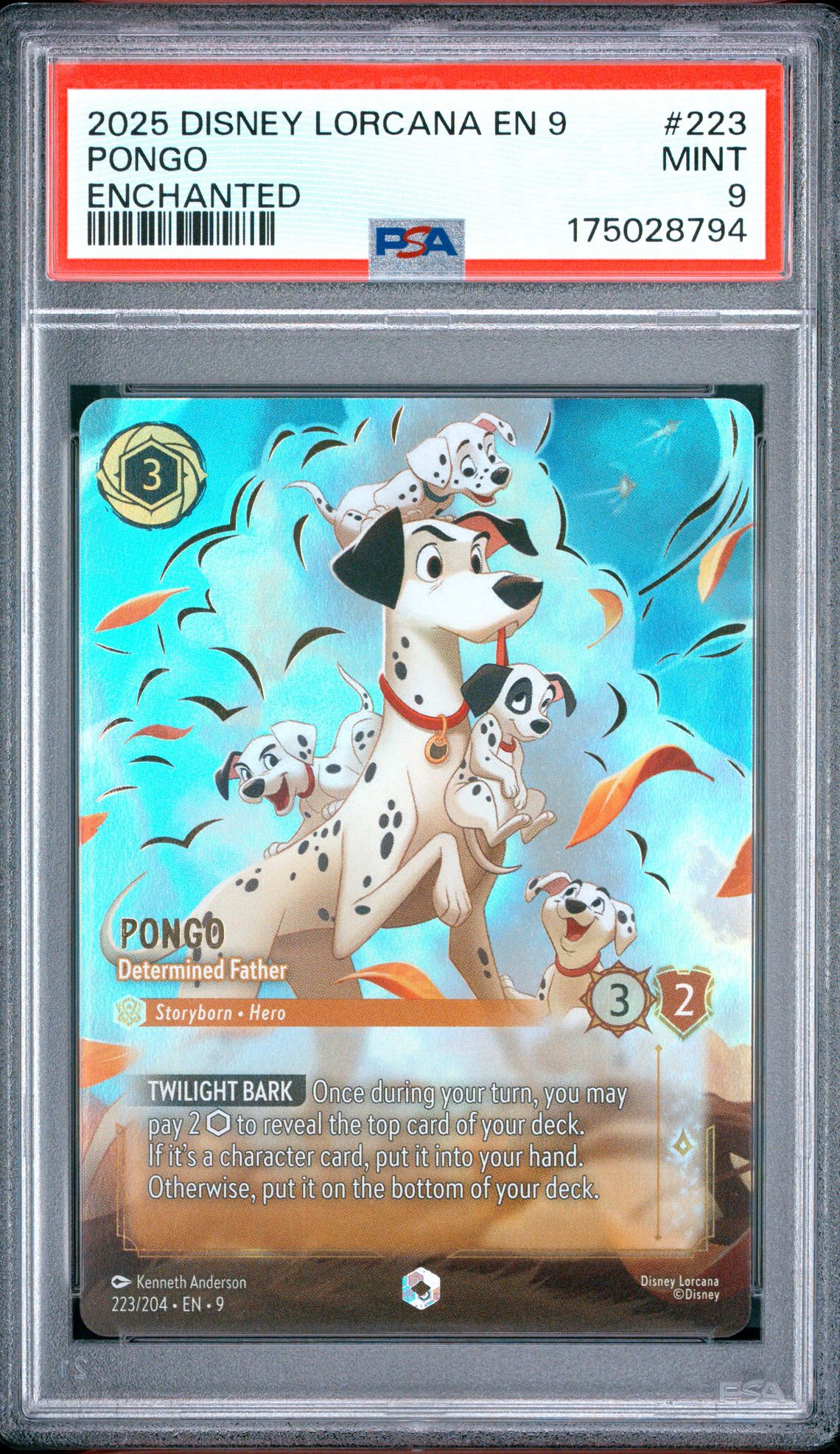 2025 Disney Lorcana En 9-Fabled Pongo #223 (Enchanted) Mint 9 front