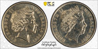 2007 5C Struck with Two Obv Dies AU58
