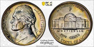 1942-P 5C Silver MS68