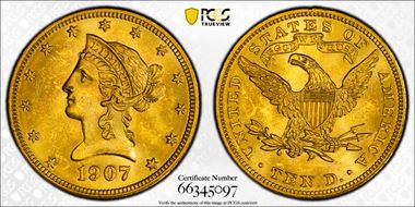 1907 $10 Liberty MS65