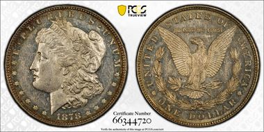 1878 8TF $1 VAM 14.17, Chip in Ear AU58