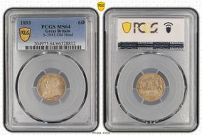 1893 6D S-3941 Old Head MS64