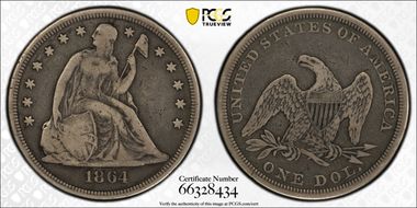 1864 $1 VG10
