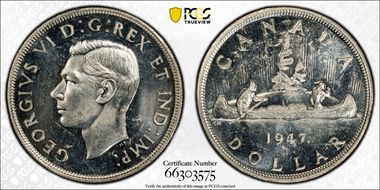 1947 S$1 Maple Leaf MS63