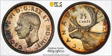 1947 25C Maple Leaf MS66