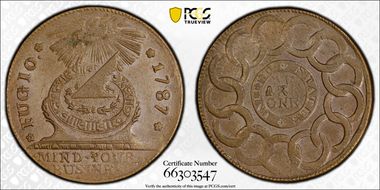 1787 Fugio 1C United States, 4 Cinq MS64BN