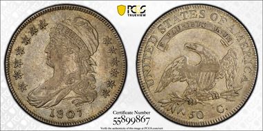 1807 50C Capped Bust, Small Stars XF40