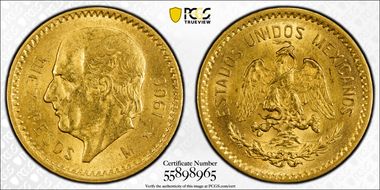 1906-M 10 Peso KM-473  Au MS62