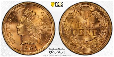 1901 1C MS65RD