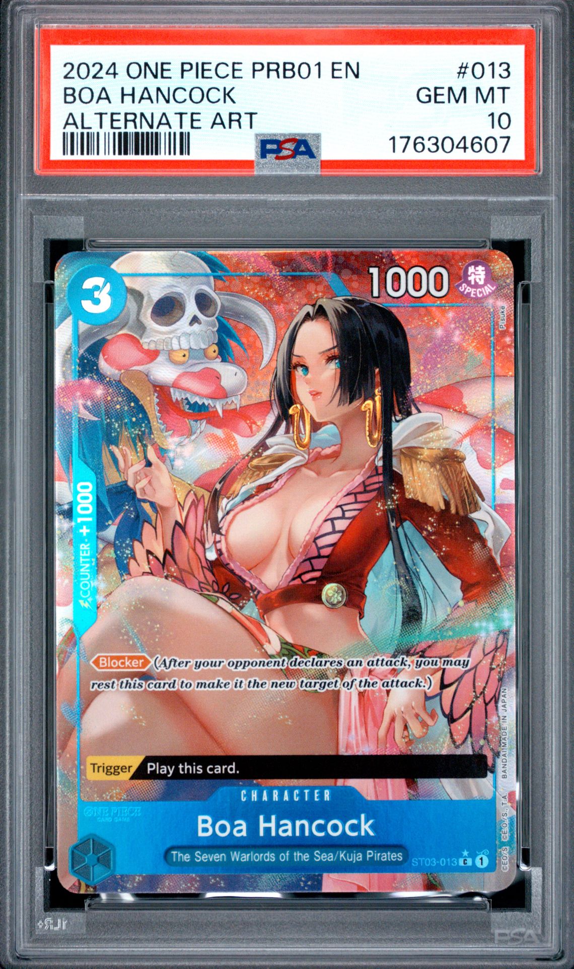 2024 One Piece Prb01-Premium Booster -One Piece Card The Best- Boa Hancock #013 (Alternate Art) Gem Mt 10 front view - PSA graded GEM MT 10