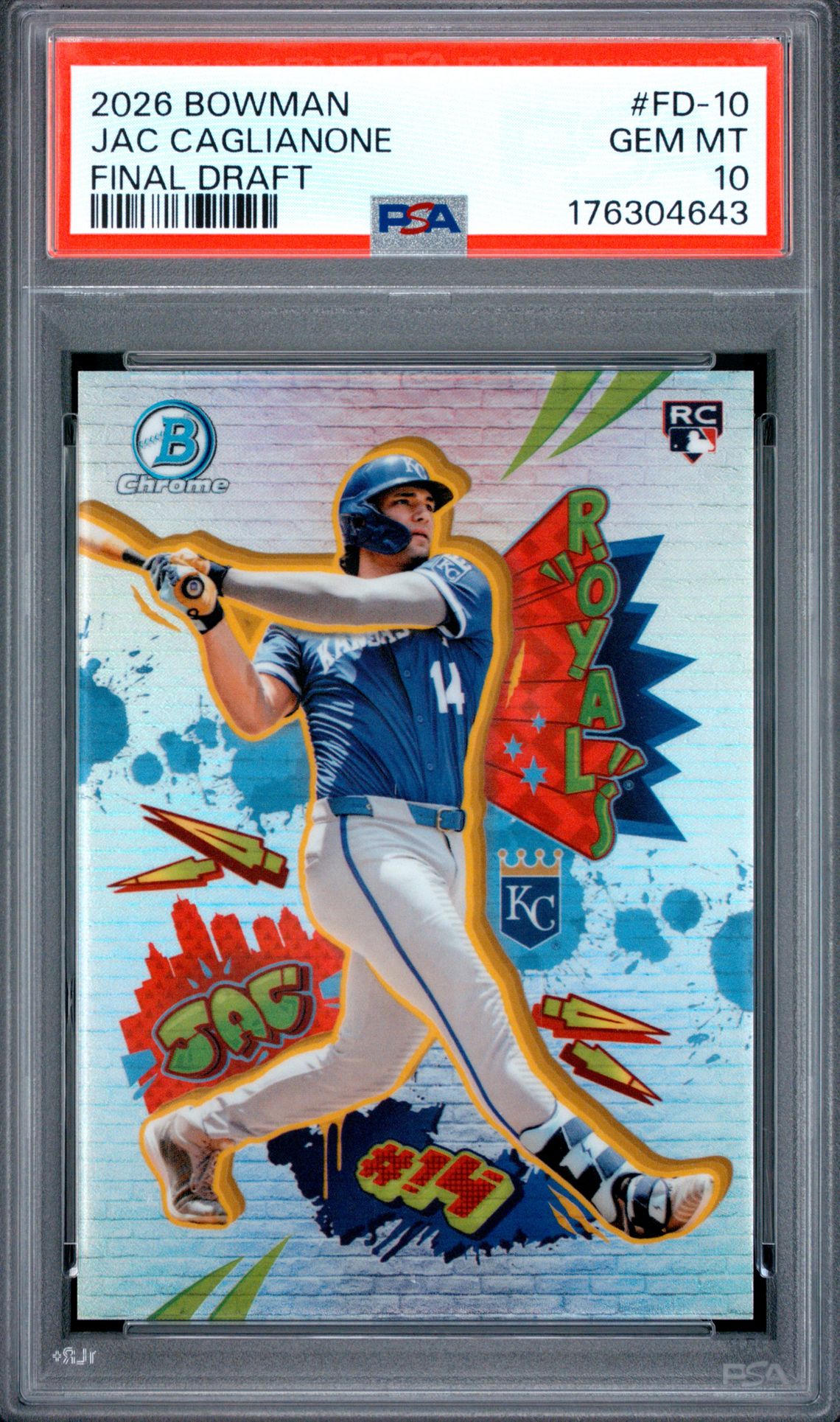 2026 BOWMAN CHROME FINAL DRAFT JAC CAGLIANONE  FD-10 GEM MT 10 front