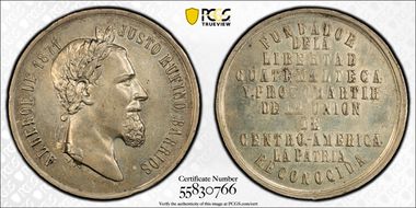 1871 Medal FMG-4b Ag Justo Rufino Barrios MS61