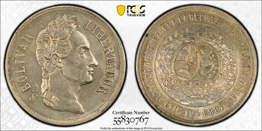 1883 Medal FMG-11b.1 Simon Bolivar Ag ↑↓ N1