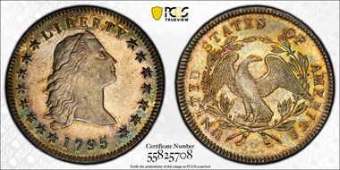 1795 $1 Flowing Hair, 3 Leaves MS64