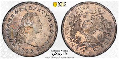 1795 $1 Silver Plug, BB-18 AU55