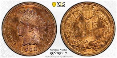 1908 1C MS66RB