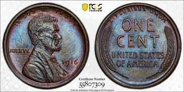 1916 1C MS66+ BN