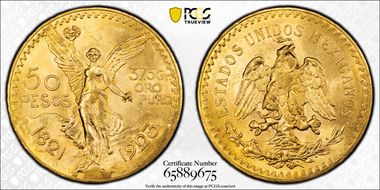 1923 50 Peso KM-481  Au MS64