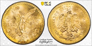 1930 50 Peso KM-481  Au MS65