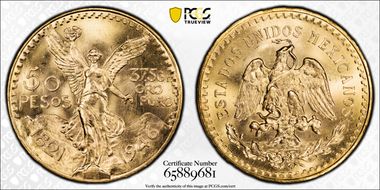 1946 50 Peso KM-481  Au MS66