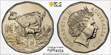 2015 50C Year of the Goat MS67