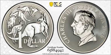 2026 $1 Mob of Six Roos 1oz Ag 60th Ann. Decimal Currency MS69