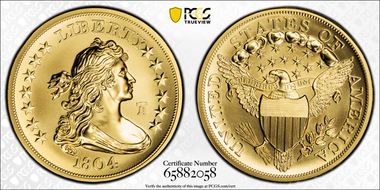 "1804" (2026) $1 Draped Bust Au w/ Liberty Bell 250 Privy First Strike SP70