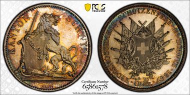 1867 5 Fr Schwyz R-1070 MS65