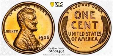 1936 1C Brilliant PR67RD