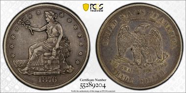 1876-S T$1 TDV-23, Type I/I, Medium S XF40