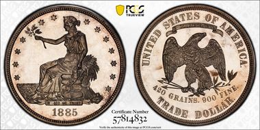 1885 T$1 Trade PR63+