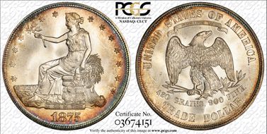 1875-S T$1 Type I/I MS68