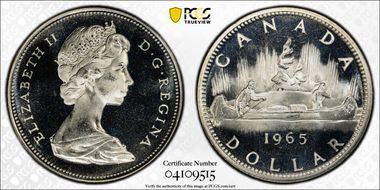 1965 S$1 Type 4 Lg Beads, Pt 5 Ag PL67