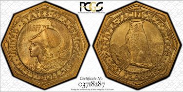 1915-S $50 Panama-Pacific, Octagonal MS66