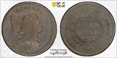 1797 1/2C Centered Head, Plain Edge VF20BN